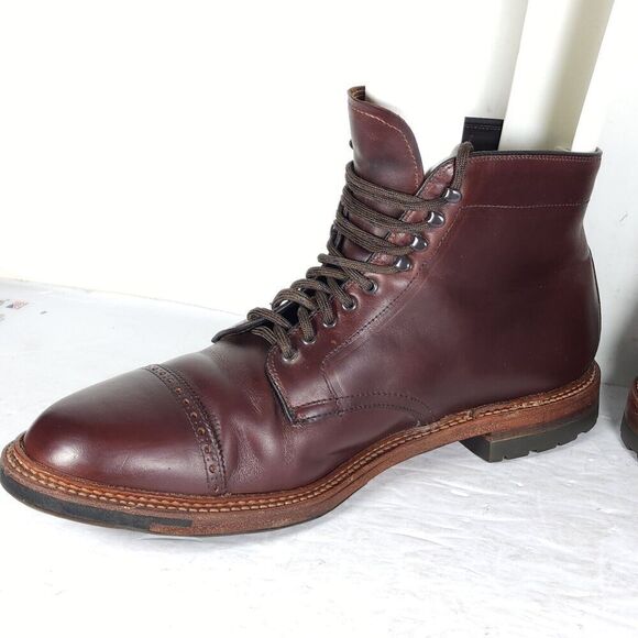 Alden Men's US 11,5B/D Brown Chromexel Leather LaceUp Cap Toe Ankle Jumper Boots - Picture 8 of 16